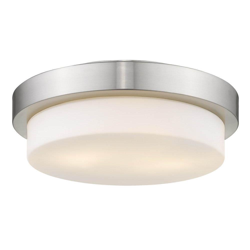 Wry Lighting Morgon 2-light 13" Flush Mount in Pewter and Opal Glass